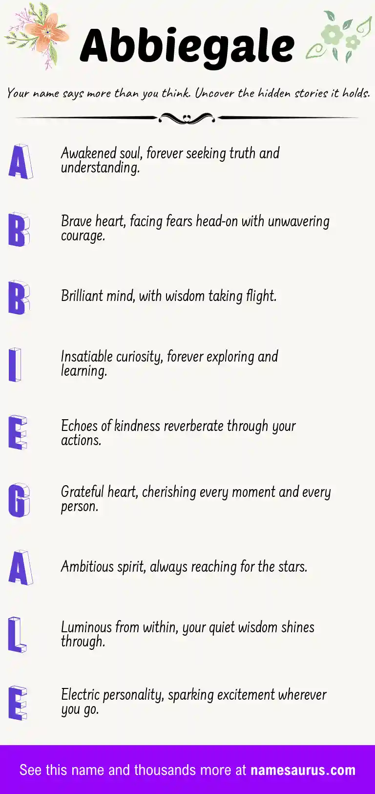 Acrostic poem about Abbiegale.