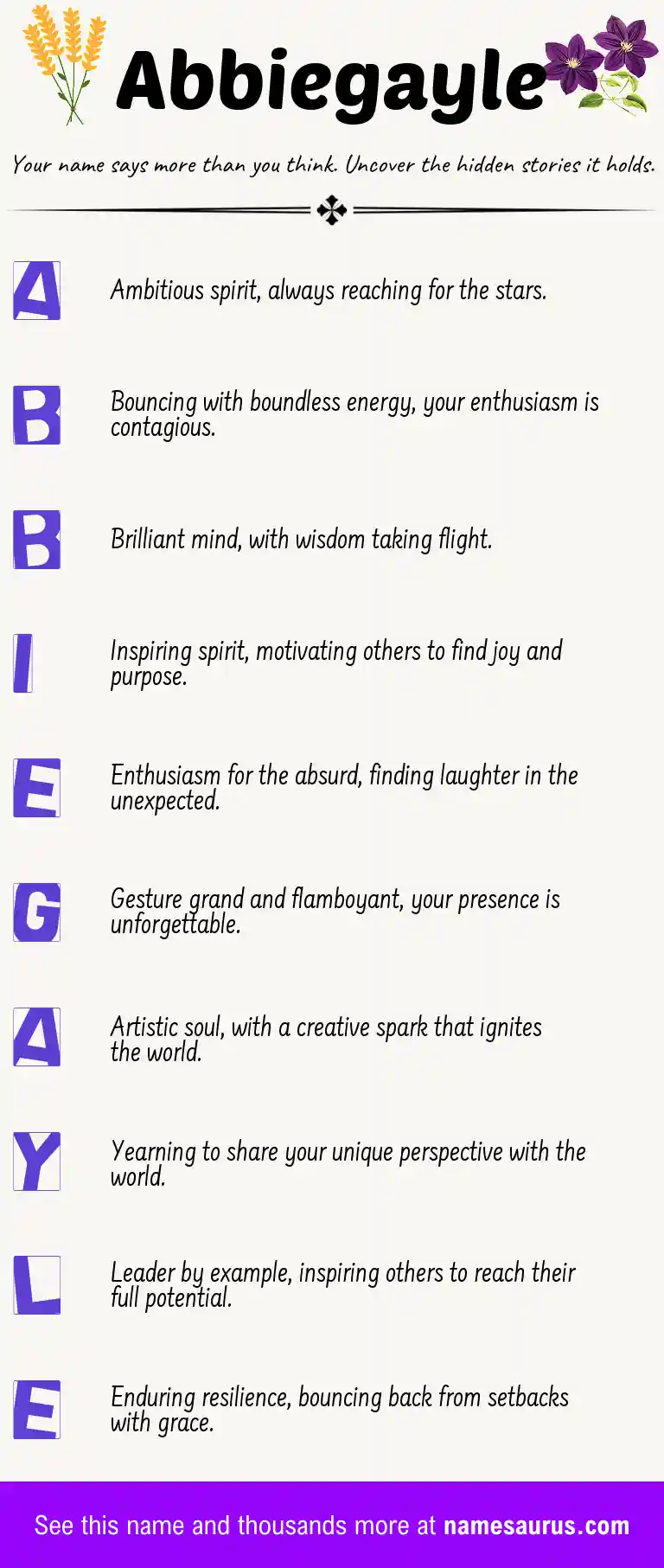 Acrostic poem about Abbiegayle.
