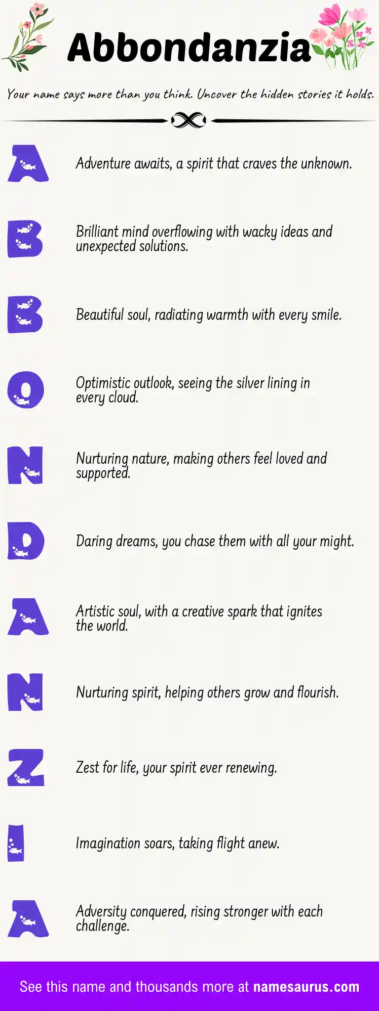 Acrostic poem about Abbondanzia.