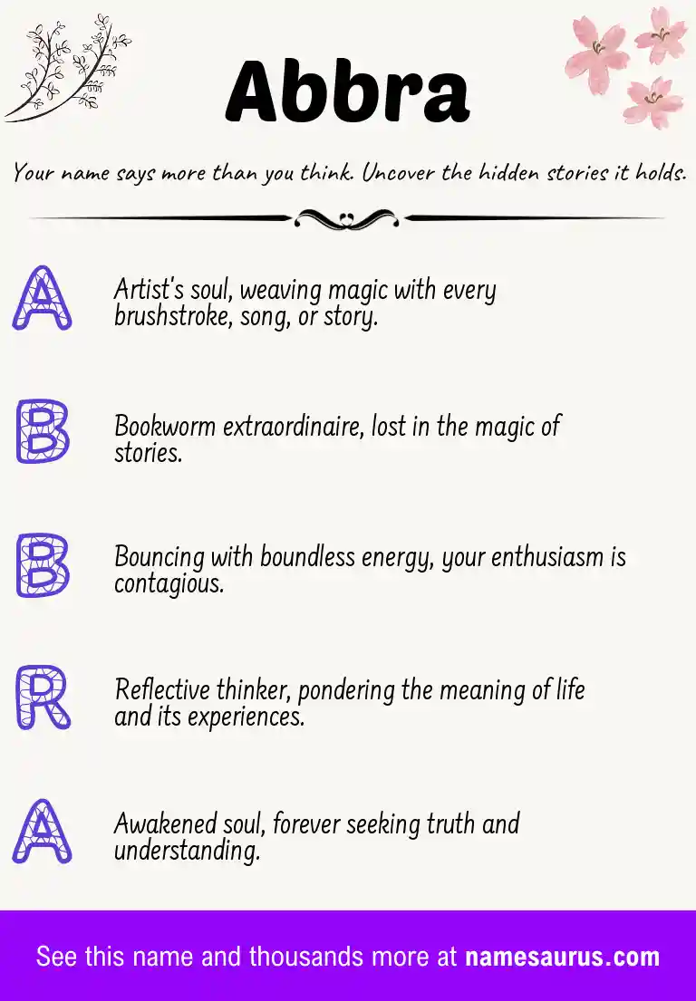 Acrostic poem about Abbra.