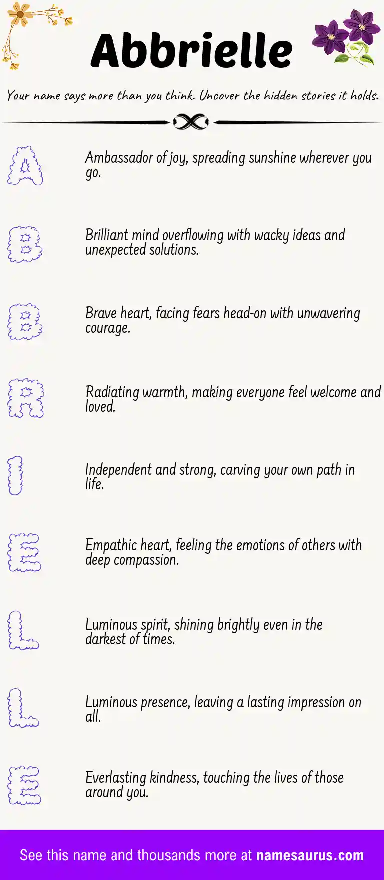 Acrostic poem about Abbrielle.