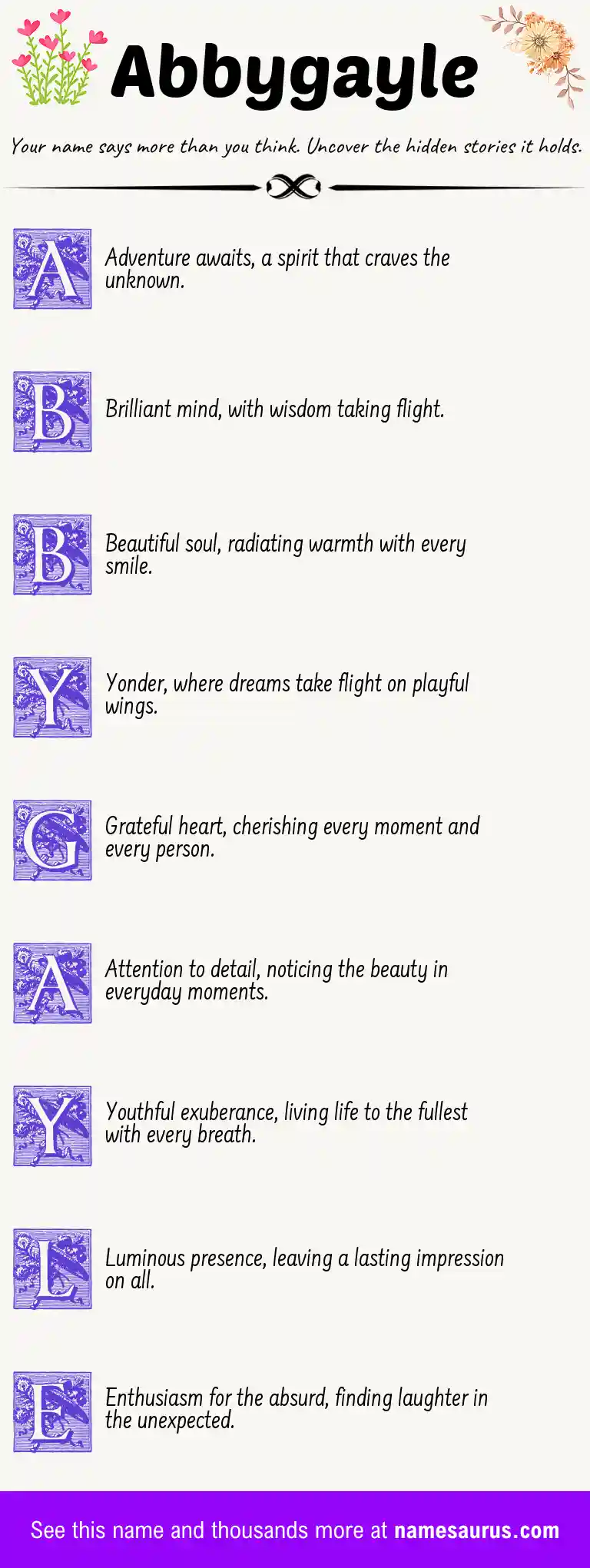 Acrostic poem about Abbygayle.