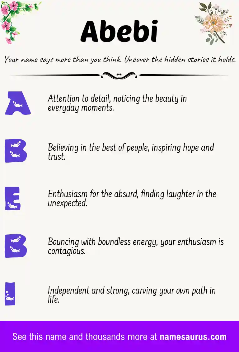 Acrostic poem about Abebi.