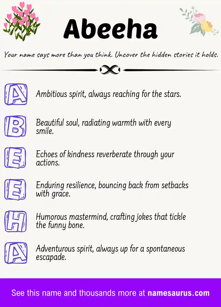 Acrostic poem about Abeeha.