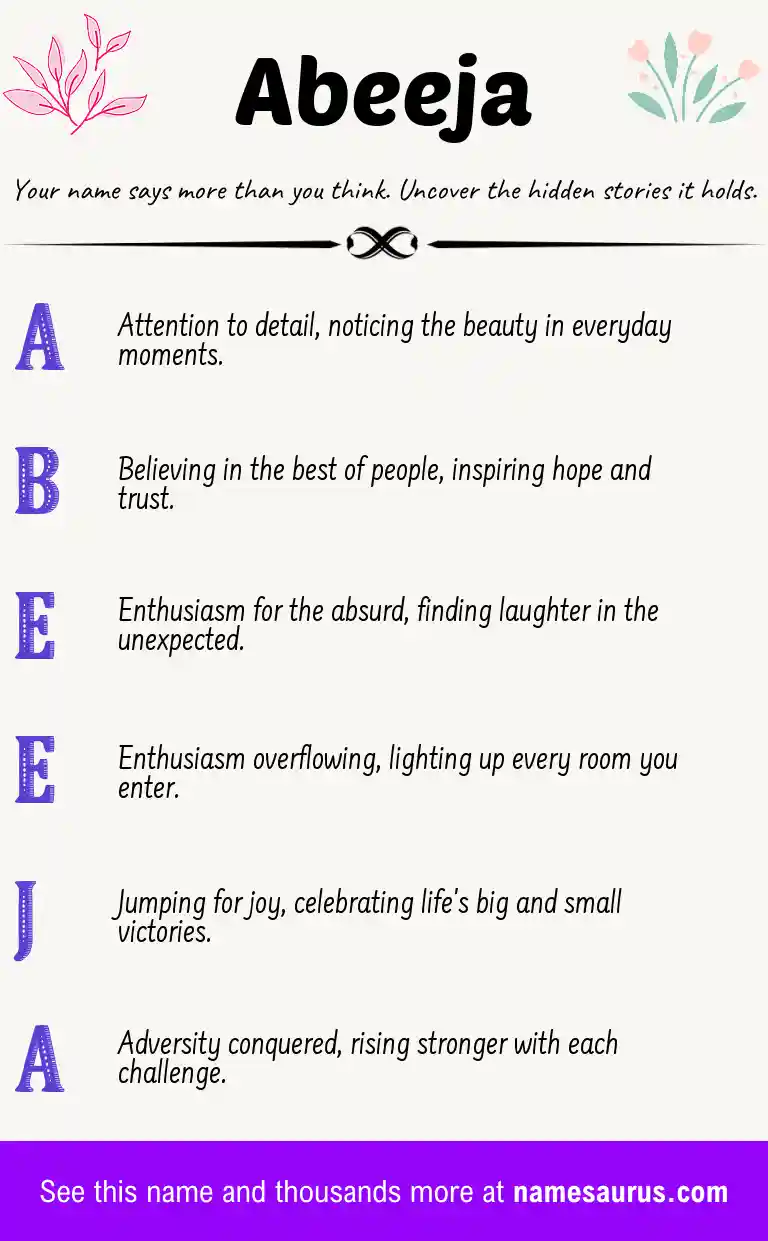 Acrostic poem about Abeeja.