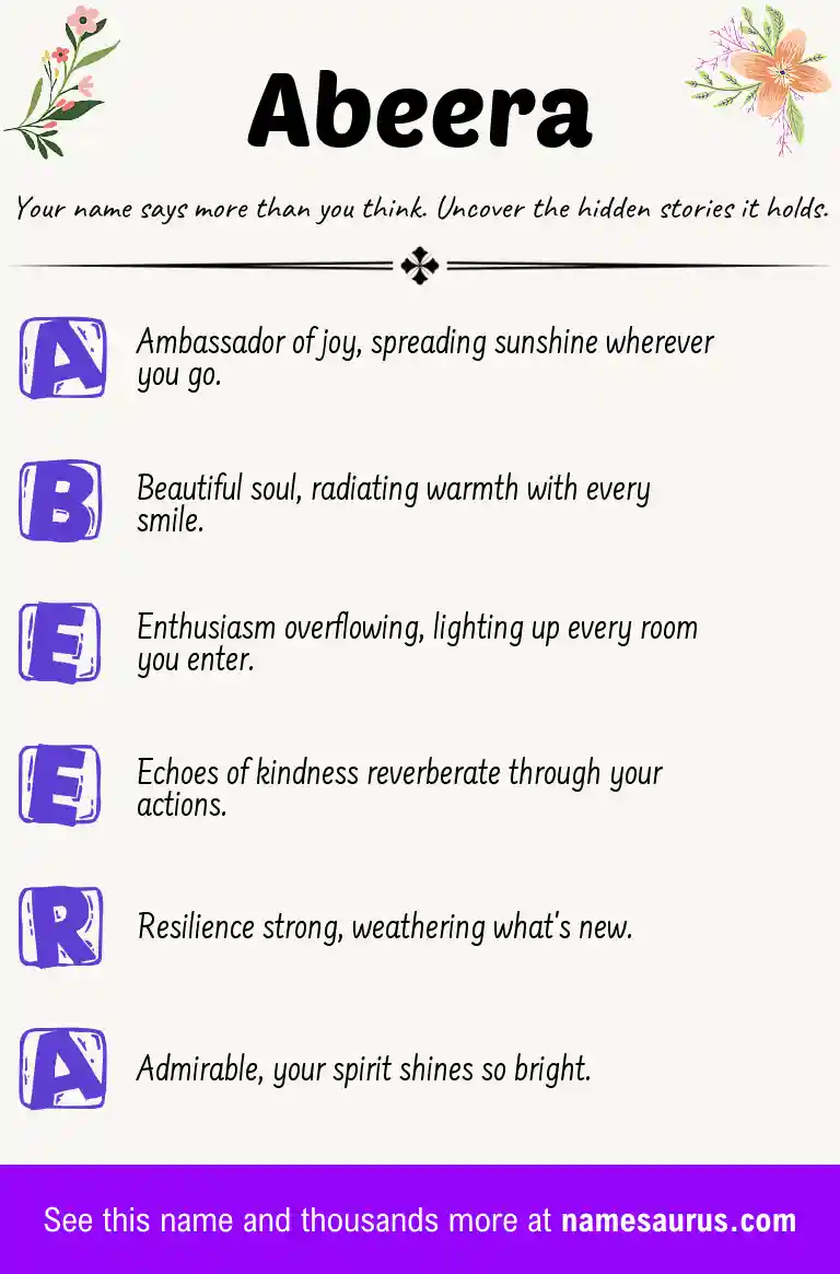 Acrostic poem about Abeera.