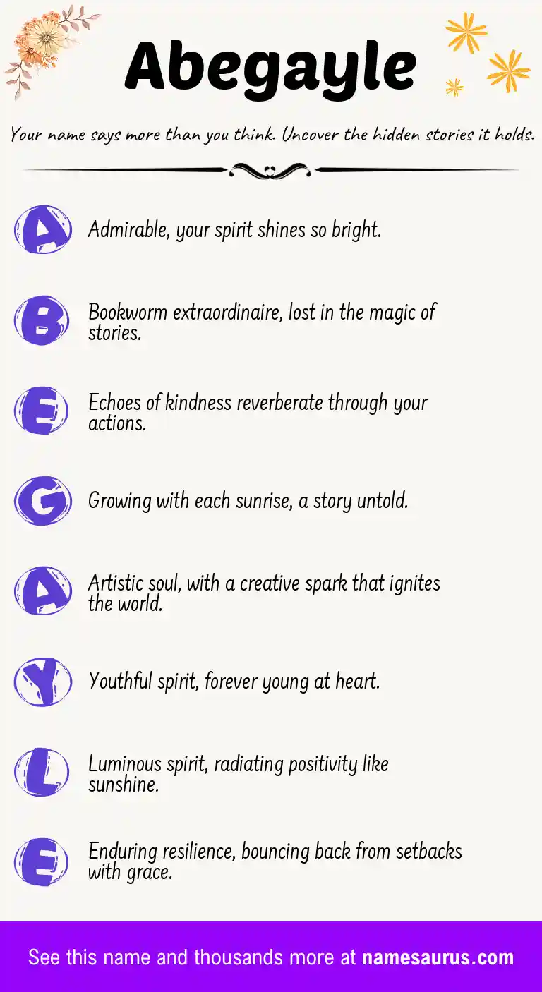 Acrostic poem about Abegayle.