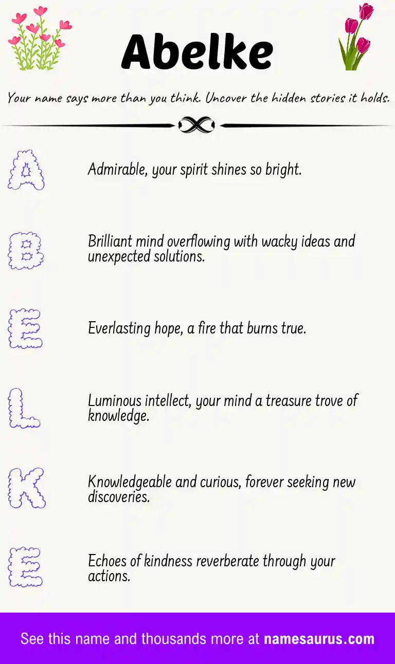 Acrostic poem about Abelke.