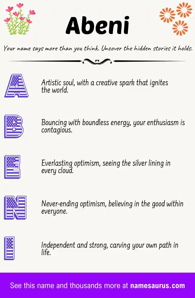 Acrostic poem about Abeni.