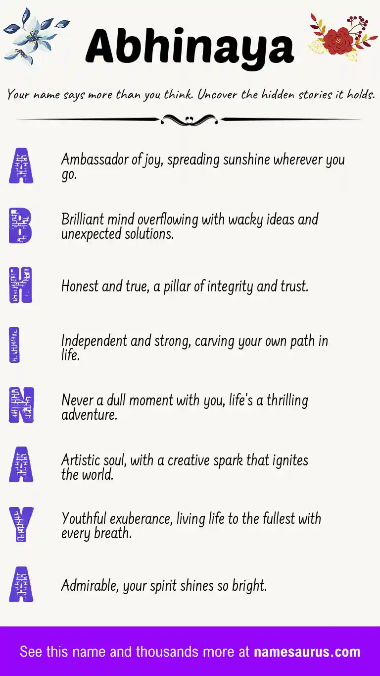 Acrostic poem about Abhinaya.