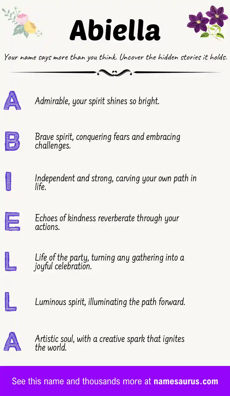 Acrostic poem about Abiella.