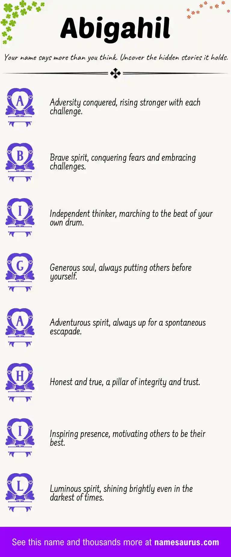 Acrostic poem about Abigahil.