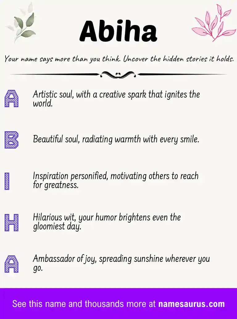 Acrostic poem about Abiha.