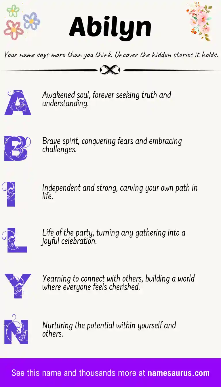 Acrostic poem about Abilyn.