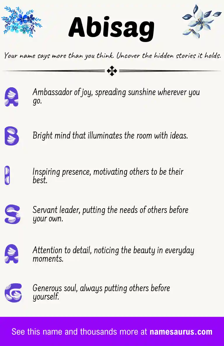 Acrostic poem about Abisag.