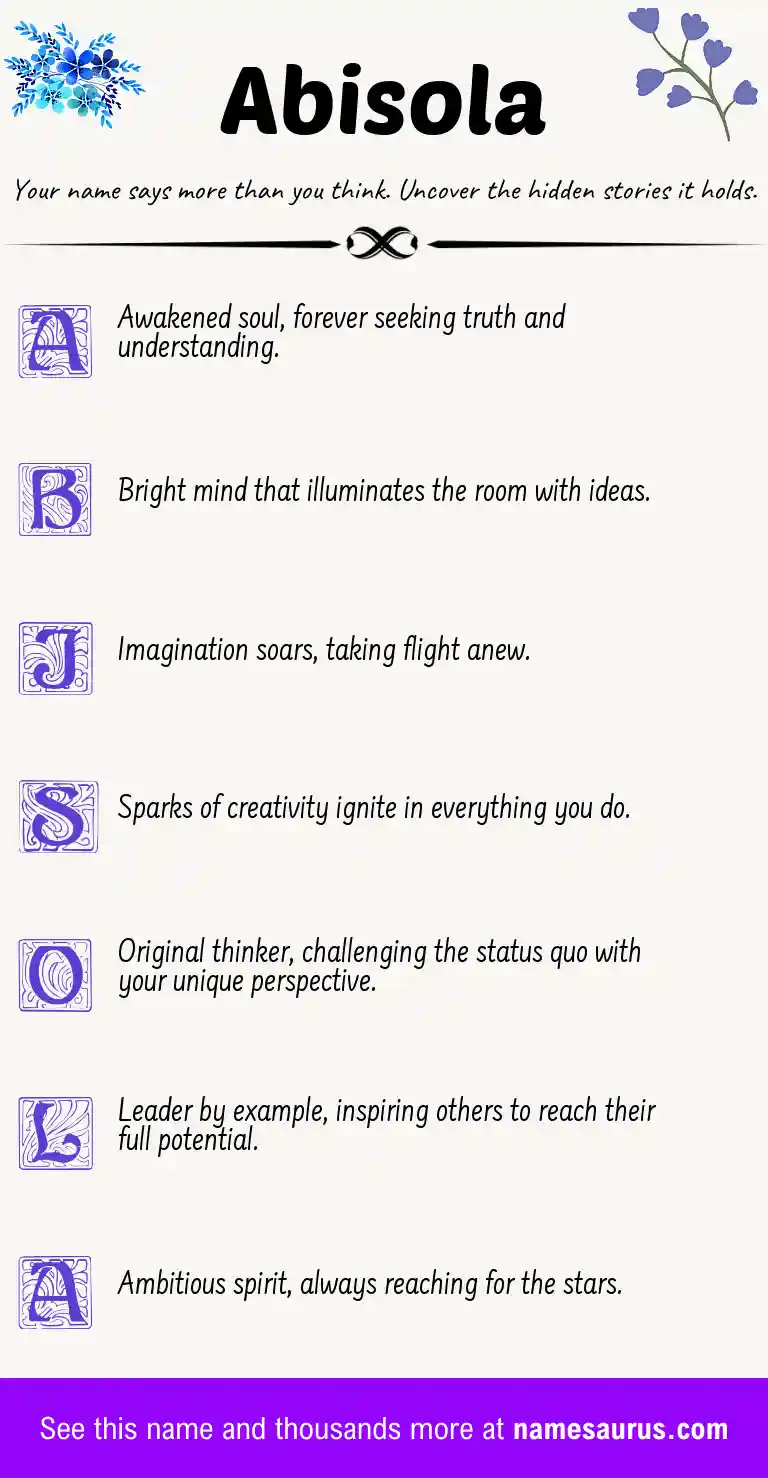 Acrostic poem about Abisola.