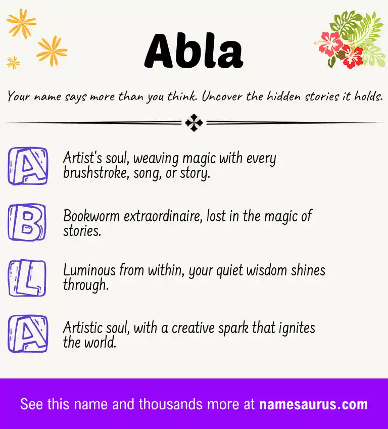 Acrostic poem about Abla.