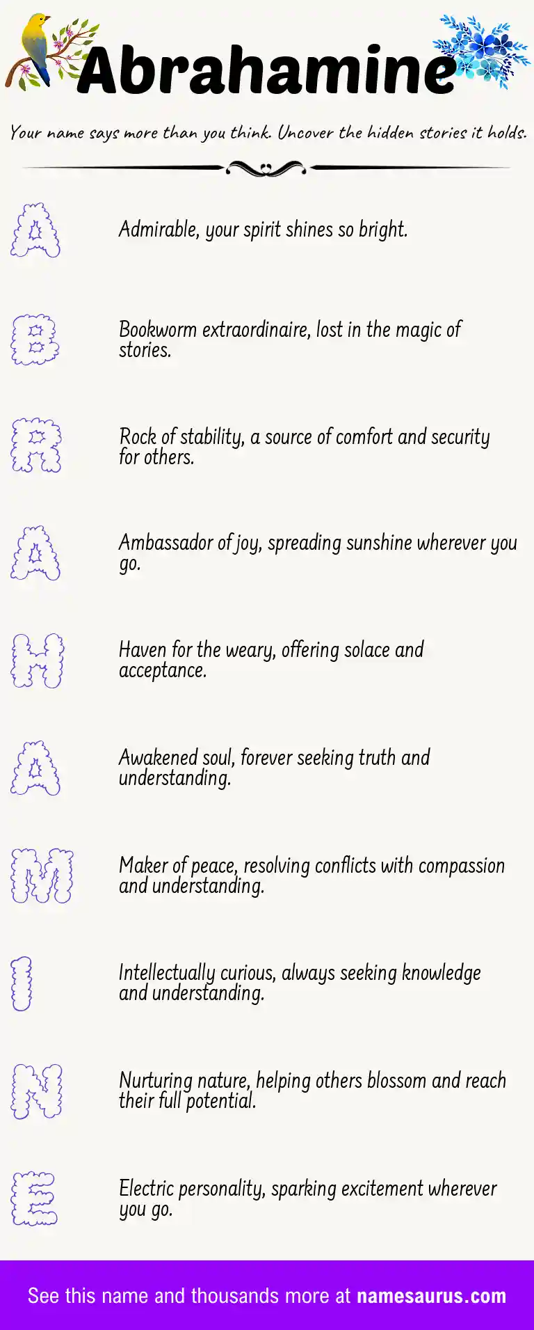 Acrostic poem about Abrahamine.