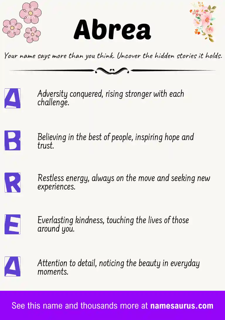 Acrostic poem about Abrea.