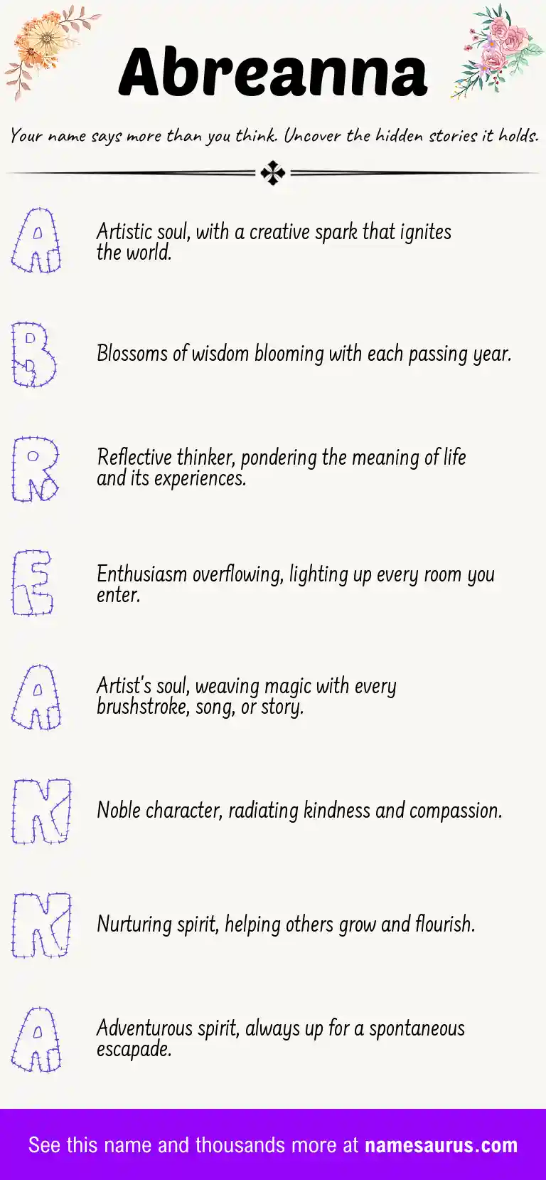 Acrostic poem about Abreanna.