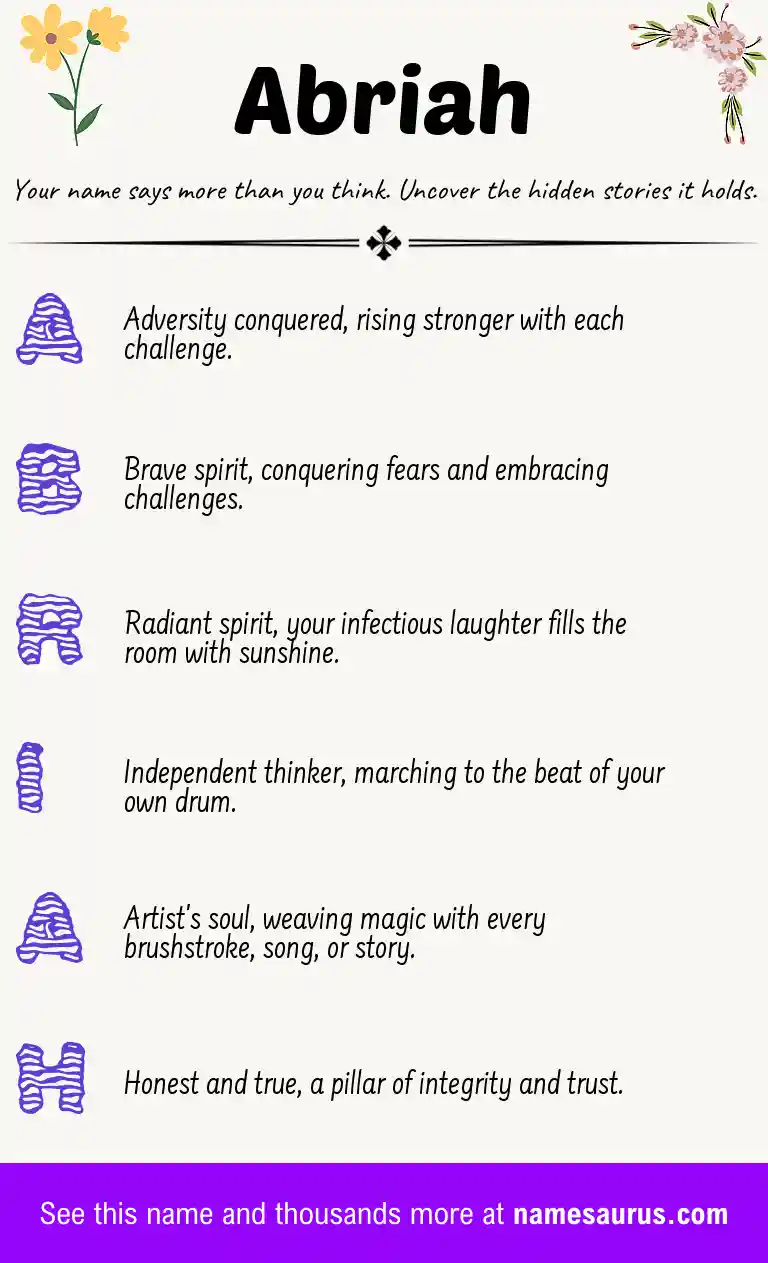 Acrostic poem about Abriah.