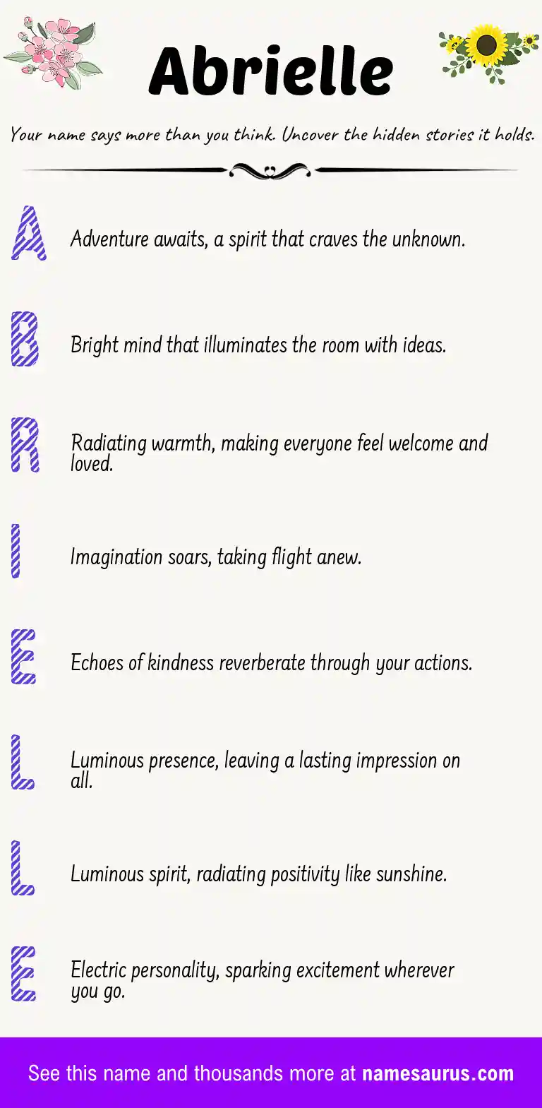 Acrostic poem about Abrielle.