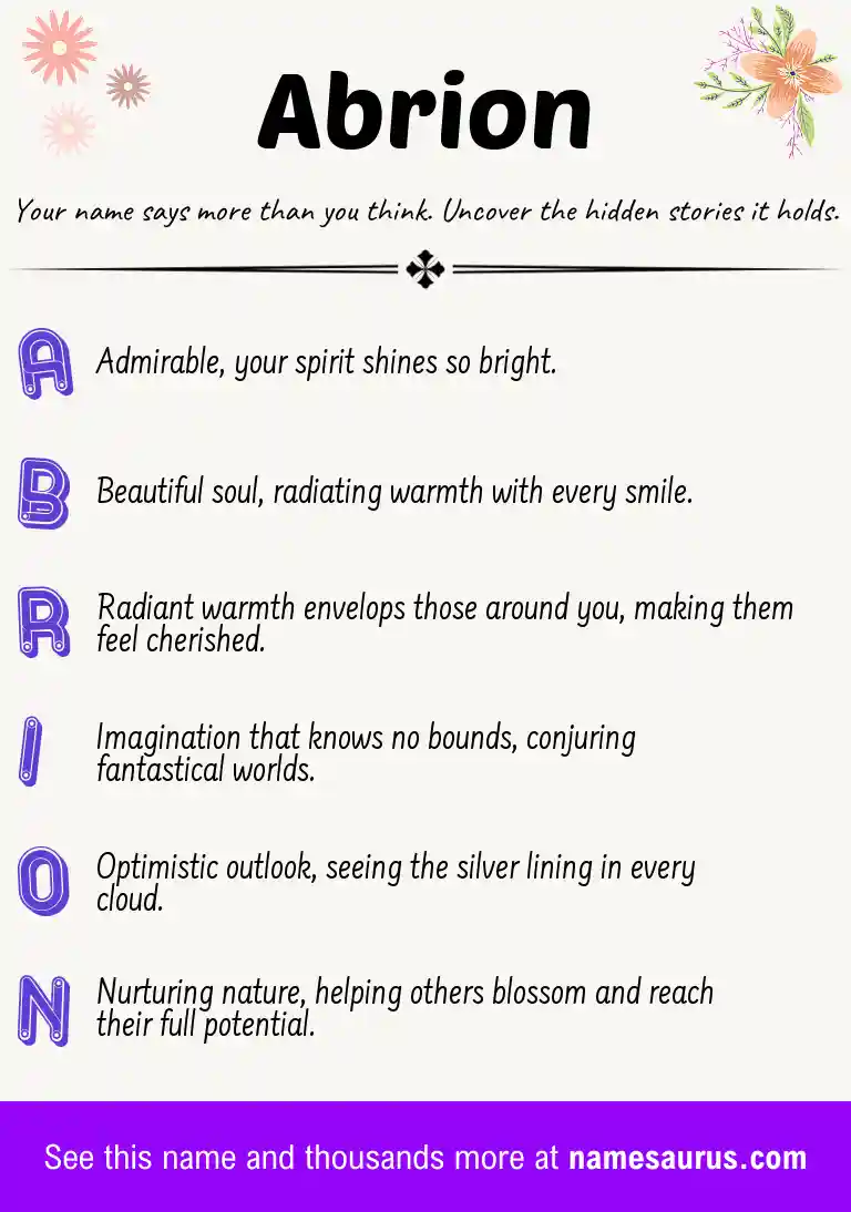Acrostic poem about Abrion.