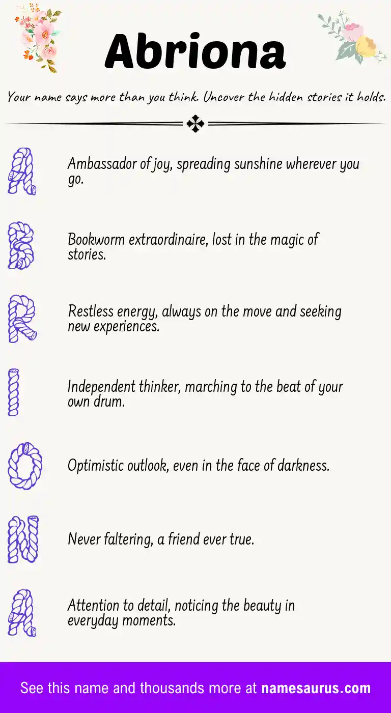 Acrostic poem about Abriona.