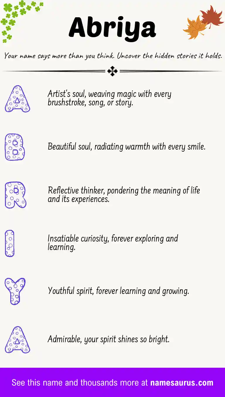 Acrostic poem about Abriya.