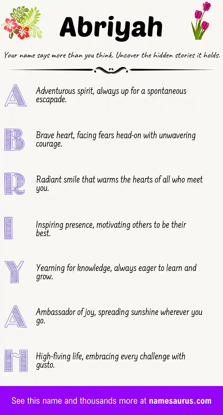 Acrostic poem about Abriyah.