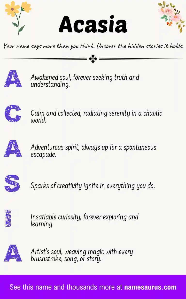 Acrostic poem about Acasia.