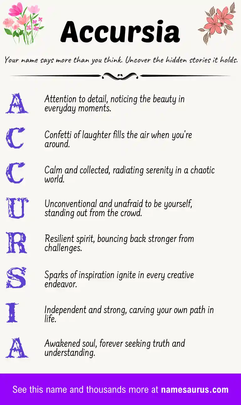 Acrostic poem about Accursia.