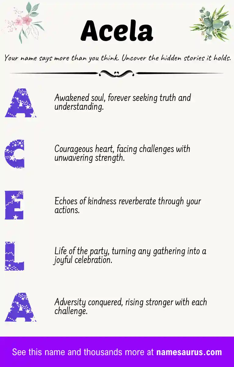 Acrostic poem about Acela.