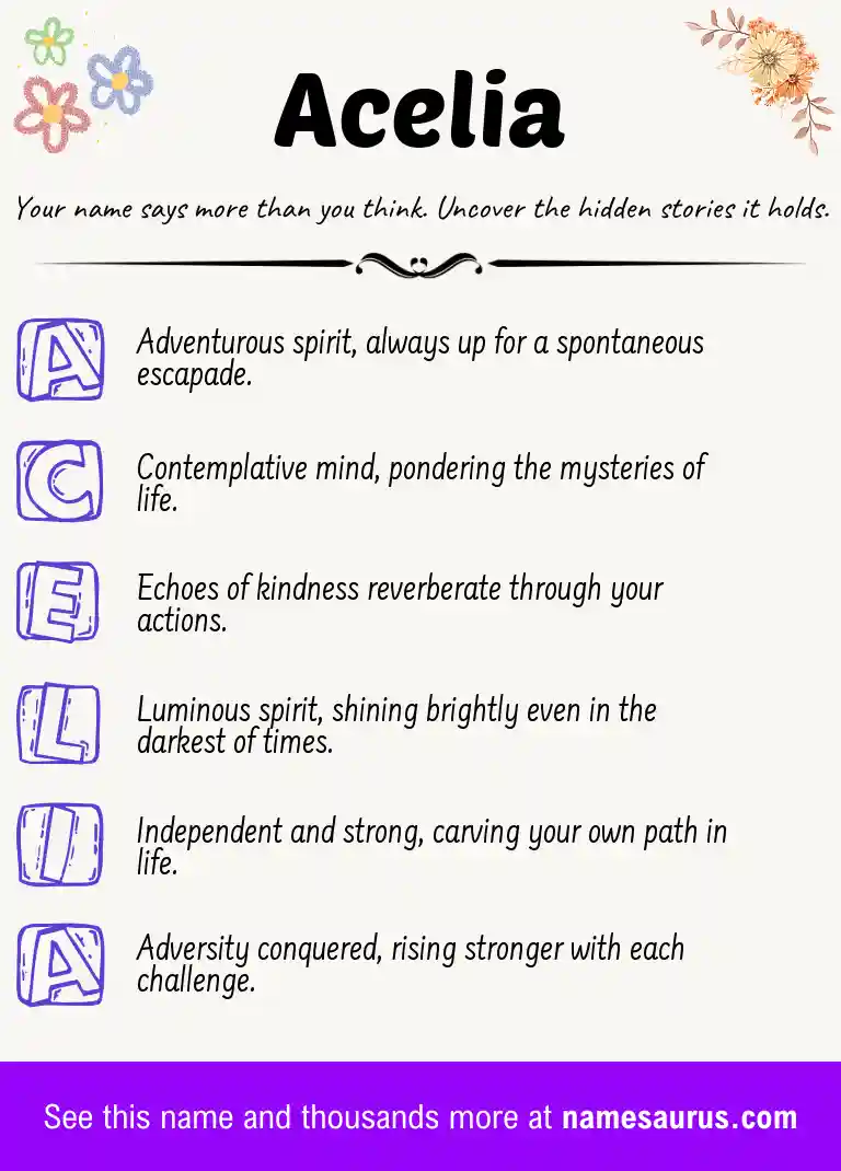 Acrostic poem about Acelia.