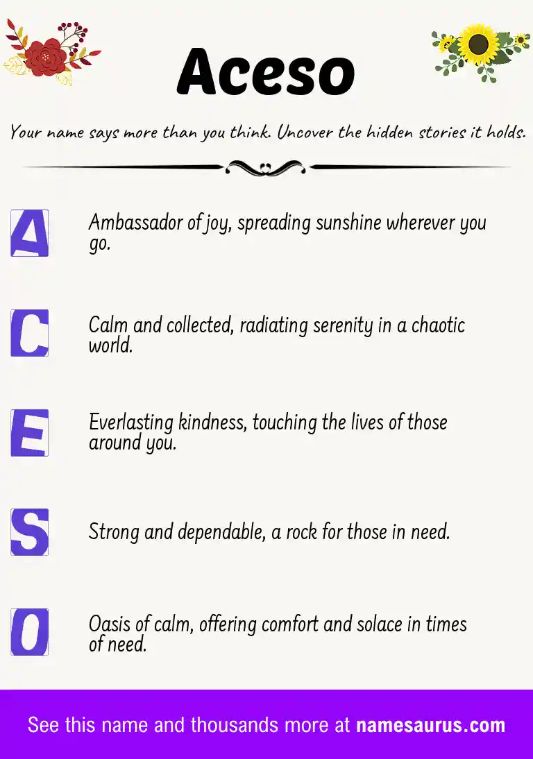 Acrostic poem about Aceso.
