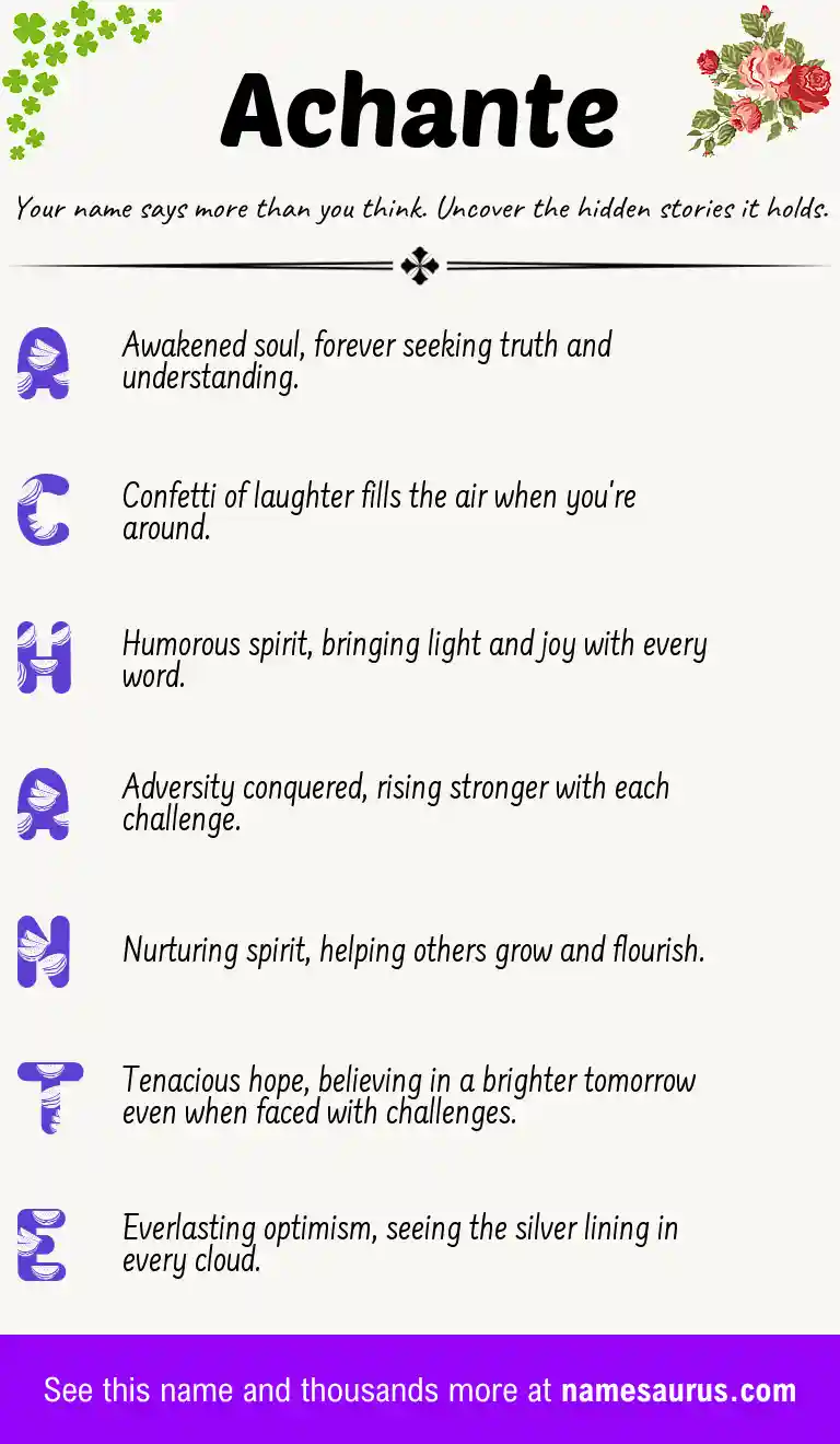 Acrostic poem about Achante.