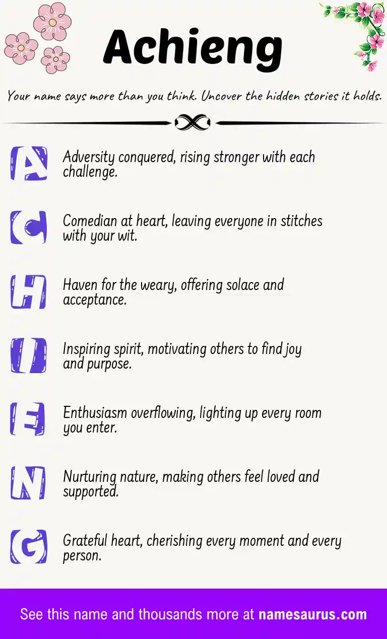 Acrostic poem about Achieng.