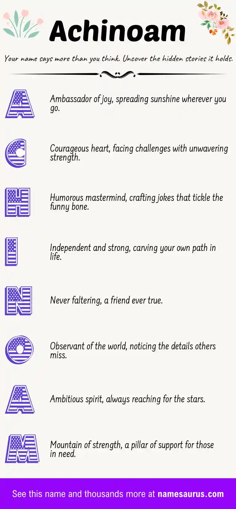 Acrostic poem about Achinoam.