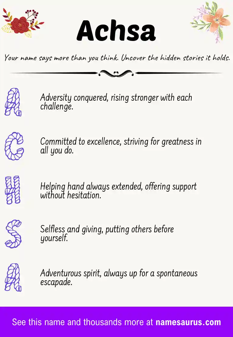Acrostic poem about Achsa.
