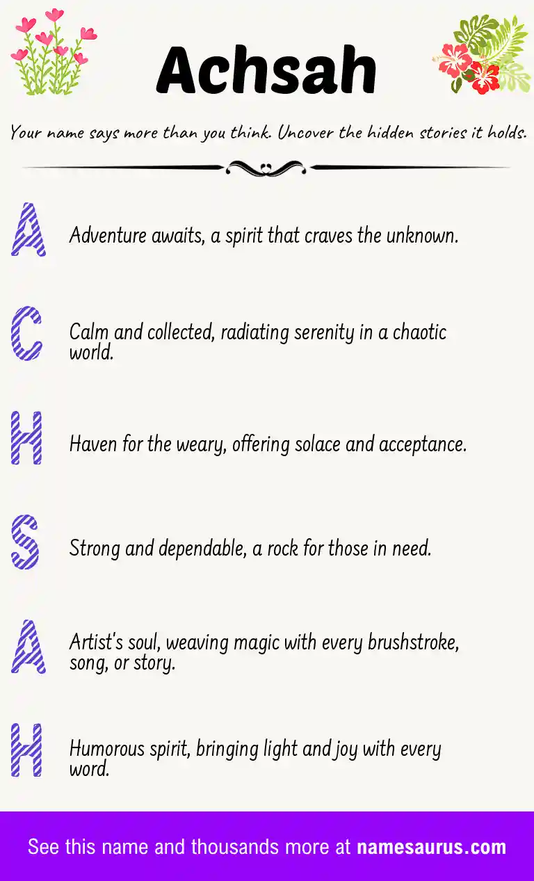 Acrostic poem about Achsah.