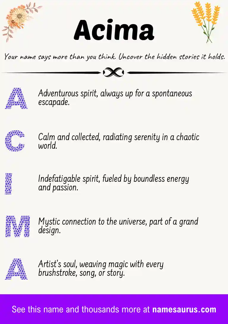 Acrostic poem about Acima.