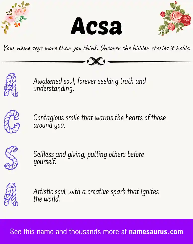 Acrostic poem about Acsa.