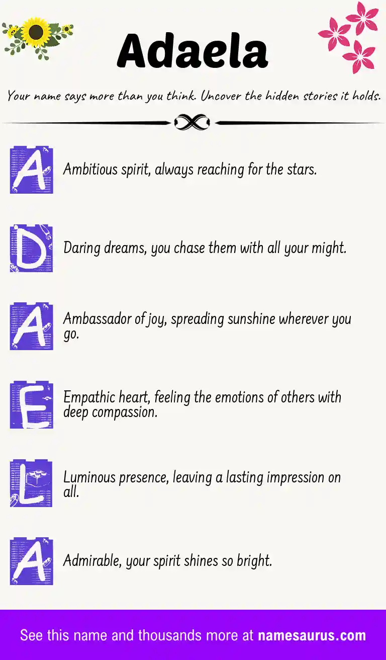 Acrostic poem about Adaela.