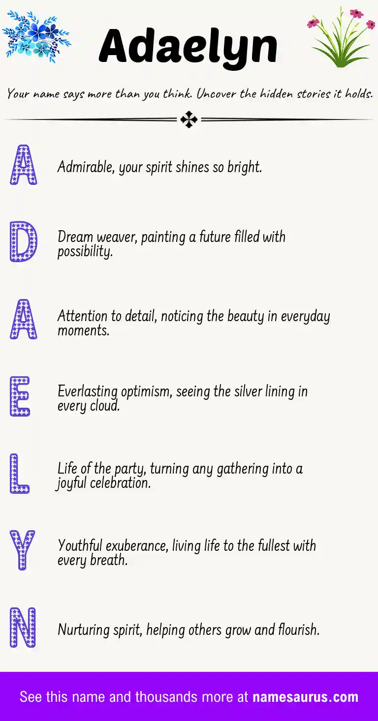 Acrostic poem about Adaelyn.
