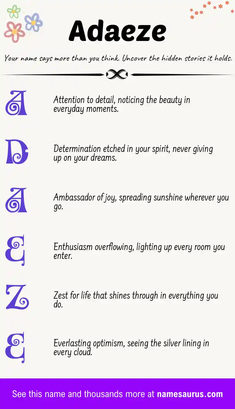 Acrostic poem about Adaeze.