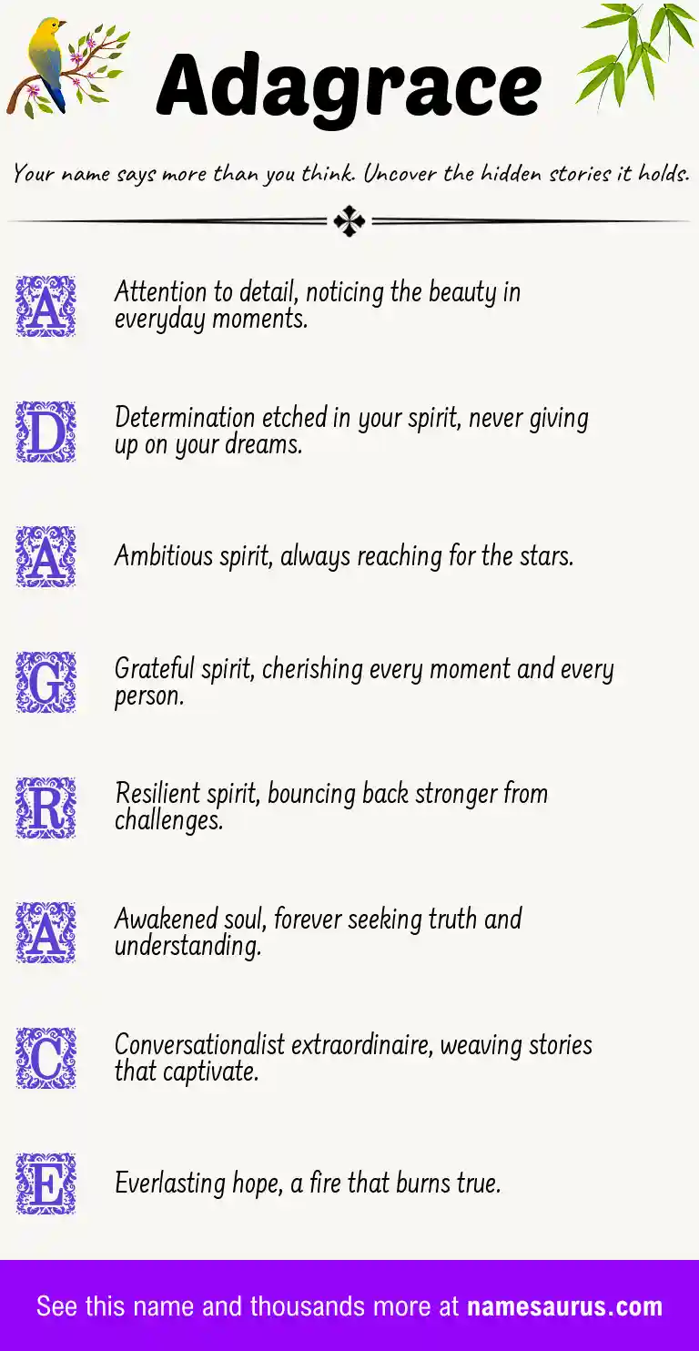 Acrostic poem about Adagrace.