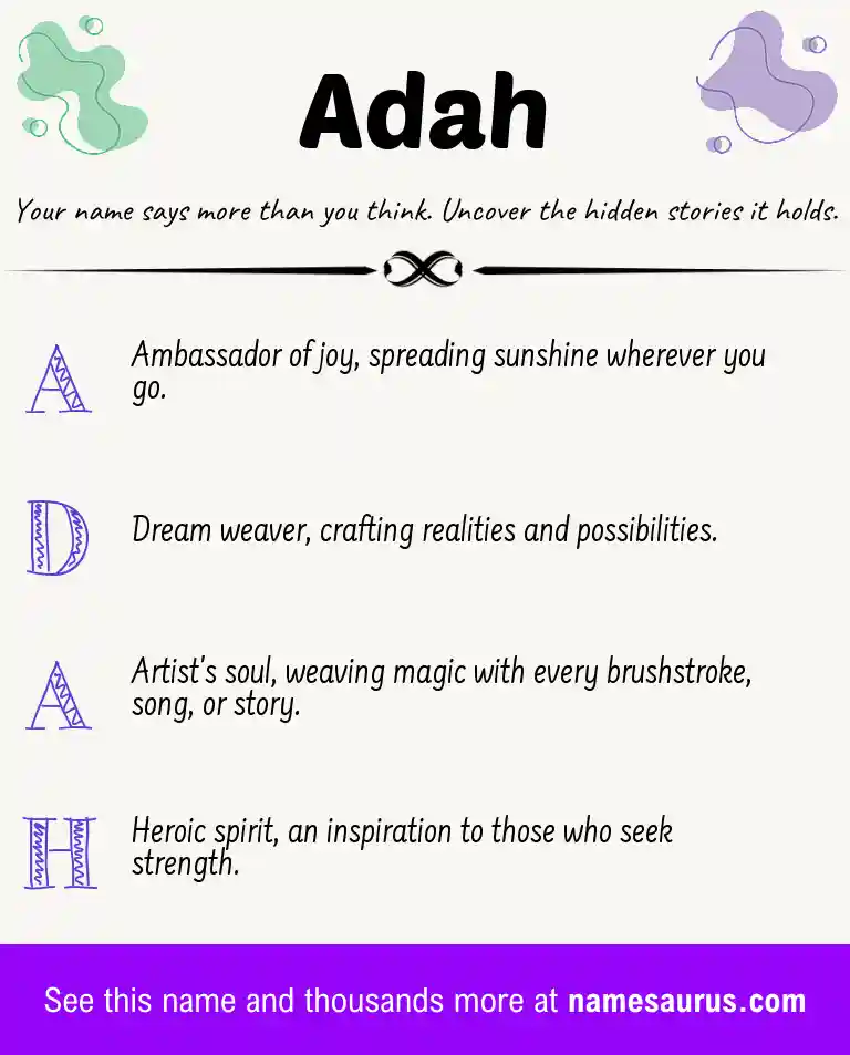 Acrostic poem about Adah.