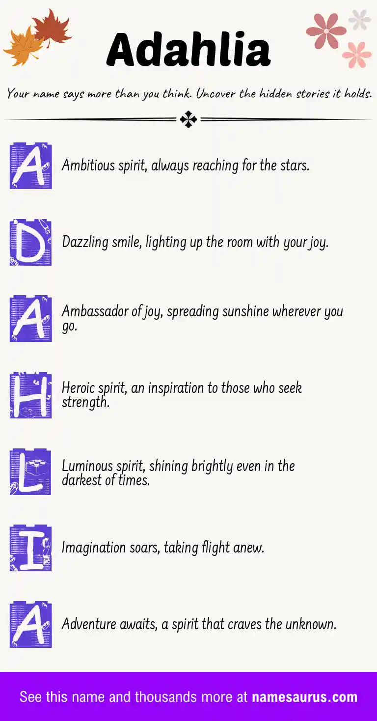 Acrostic poem about Adahlia.