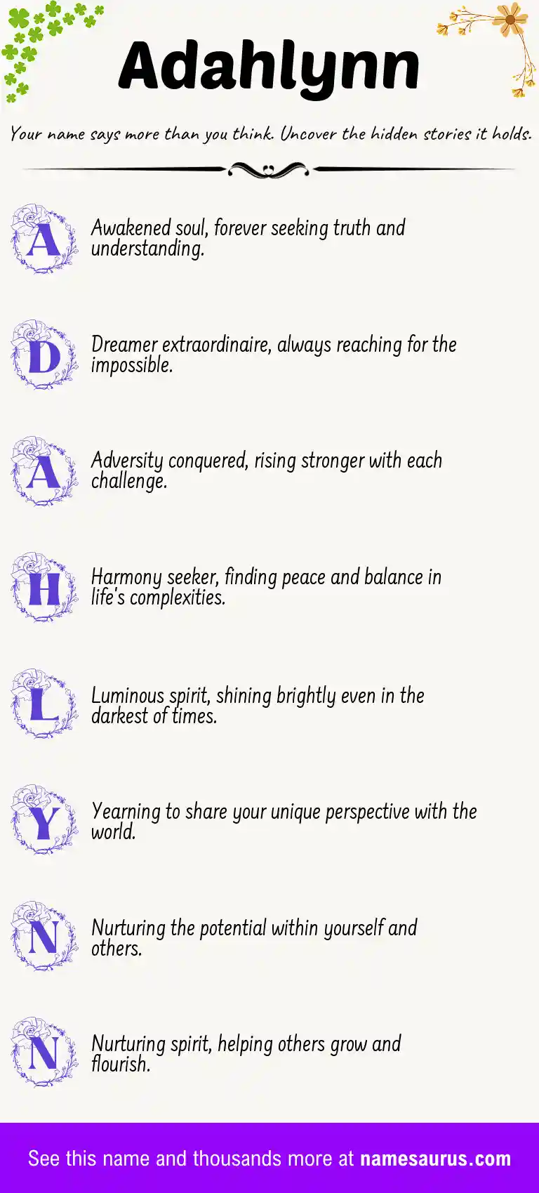 Acrostic poem about Adahlynn.