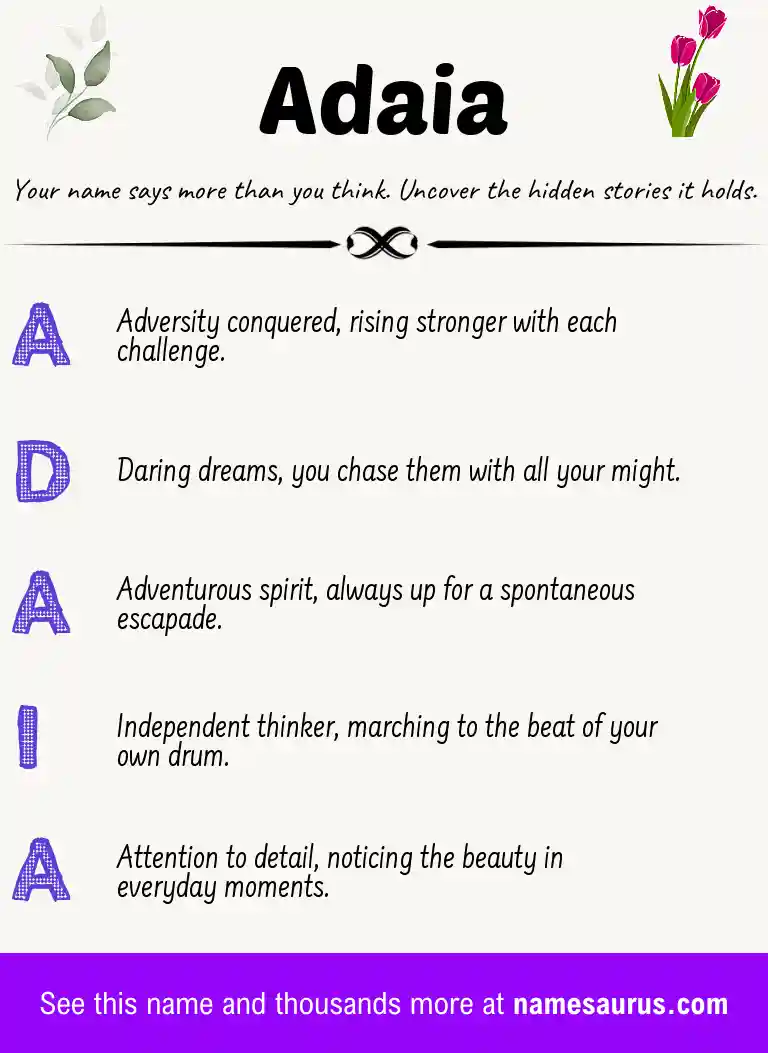Acrostic poem about Adaia.